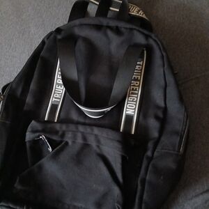 True Religion Black Backpack with Branded Straps